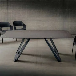 Tavolo da Cucina in Hpl con Base in Metallo Antracite Made in Italy - Aresto