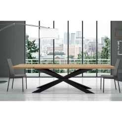 Tavolo da Cucina Moderno in Legno impiallacciato e Acciaio Made in Italy – Grotta