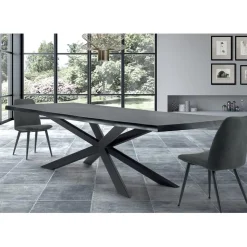 Tavolo da Cucina Moderno in Legno impiallacciato e Acciaio Made in Italy – Grotta