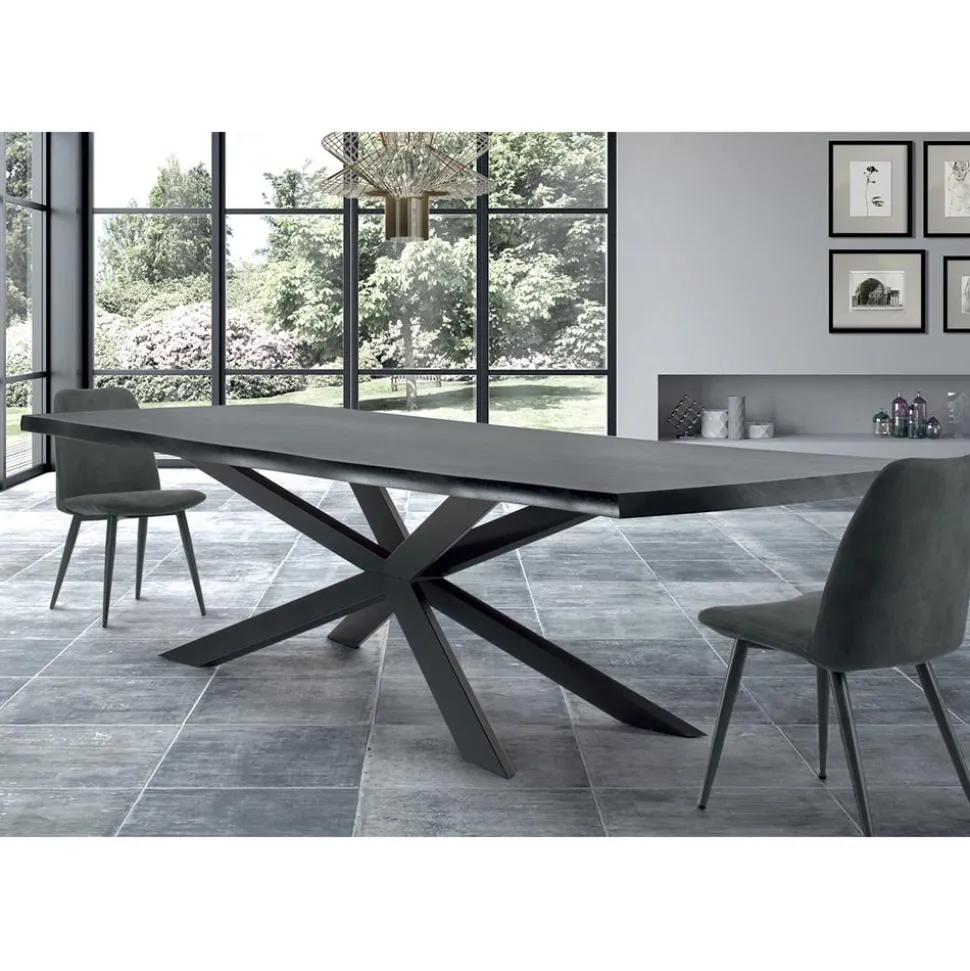 Tavolo da Cucina Moderno in Legno impiallacciato e Acciaio Made in Italy – Grotta
