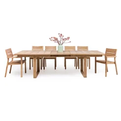 Tavolo da Esterno Allungabile con Sedie e Poltroncine in Teak - Marie
