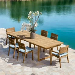 Tavolo da Esterno Allungabile con Sedie e Poltroncine in Teak - Marie