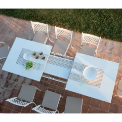 Tavolo da Esterno Allungabile Fino a 320 cm in Acciaio Zincato Made in Italy -Pearl