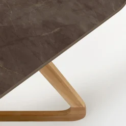 Tavolo da Esterno con Base in Legno e Piano in Ceramica Pulpis Brown - Infinity