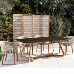 Tavolo da Esterno con Base in Legno e Piano in Ceramica Metal Corten - Infinity