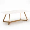 Tavolo da Esterno con Base in Legno e Piano in Ceramica Total White - Infinity