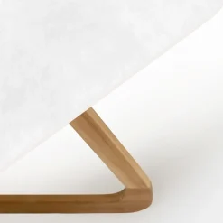 Tavolo da Esterno con Base in Legno e Piano in Ceramica Total White - Infinity
