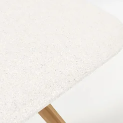 Tavolo da Esterno con Base in Legno e Piano in Ceramica Terrazzo White - Infinity