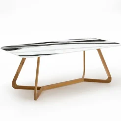 Tavolo da Esterno con Base in Legno e Piano in Ceramica Panda White - Infinity