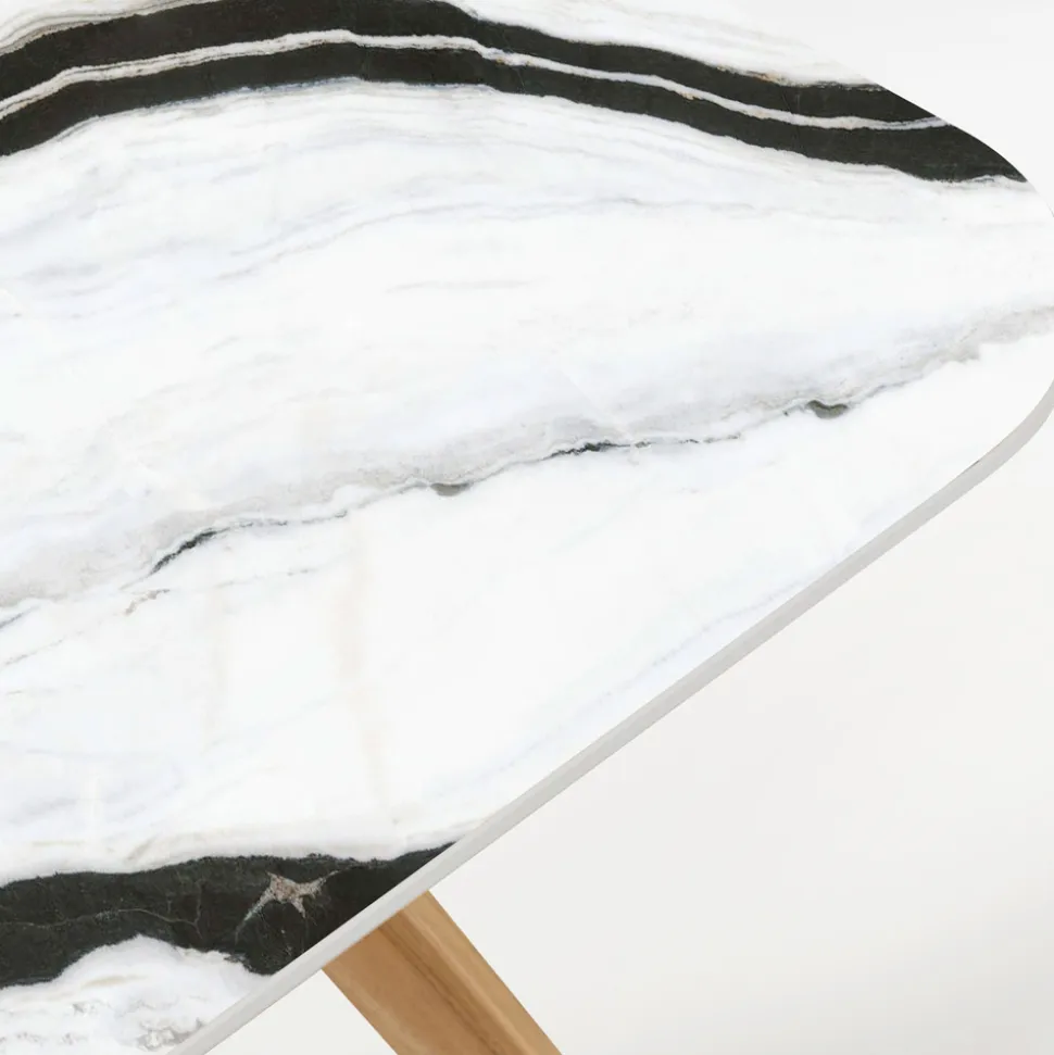 Tavolo da Esterno con Base in Legno e Piano in Ceramica Panda White - Infinity