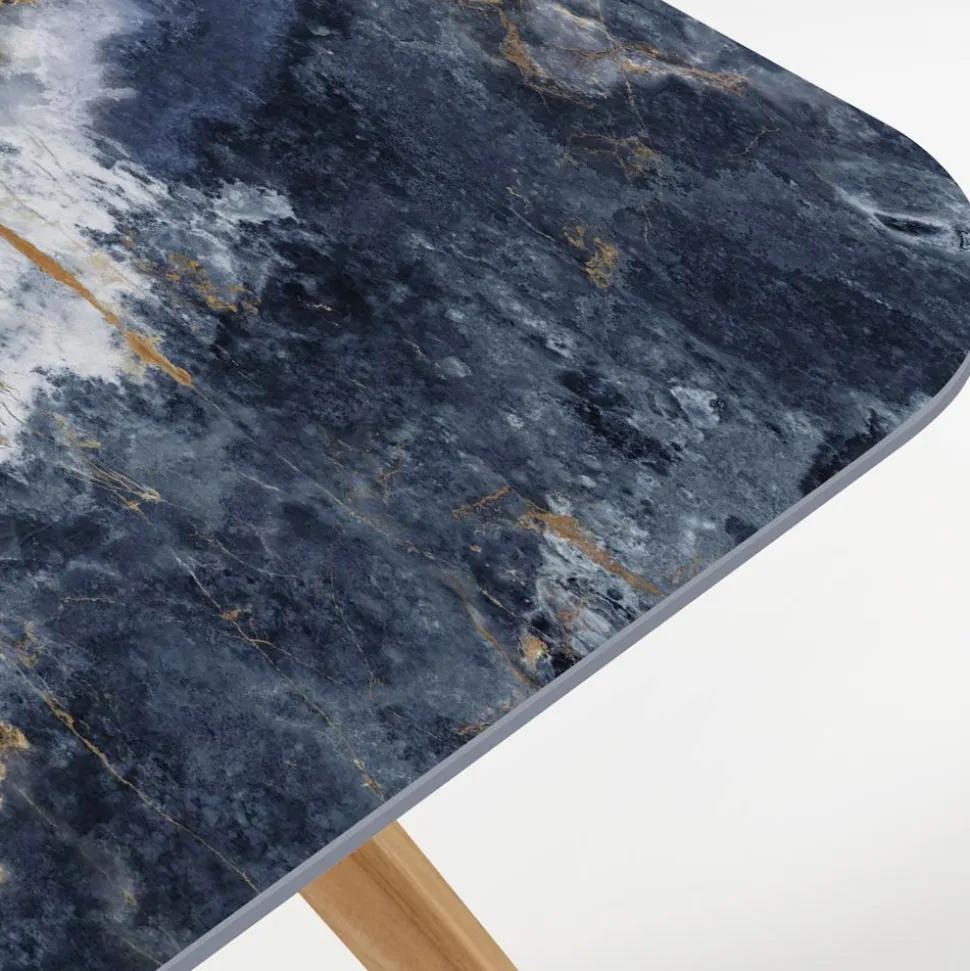 Tavolo da Esterno con Base in Legno e Piano in Ceramica Ocean Blue - Infinity