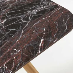 Tavolo da Esterno con Base in Legno e Piano in Ceramica Rosso Domus - Infinity