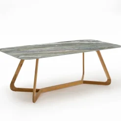 Tavolo da Esterno con Base in Legno e Piano in Ceramica Royal Peacock - Infinity