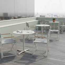 Tavolo da Esterno Rotondo Diametro 75 cm in Alluminio Beige - Brisea