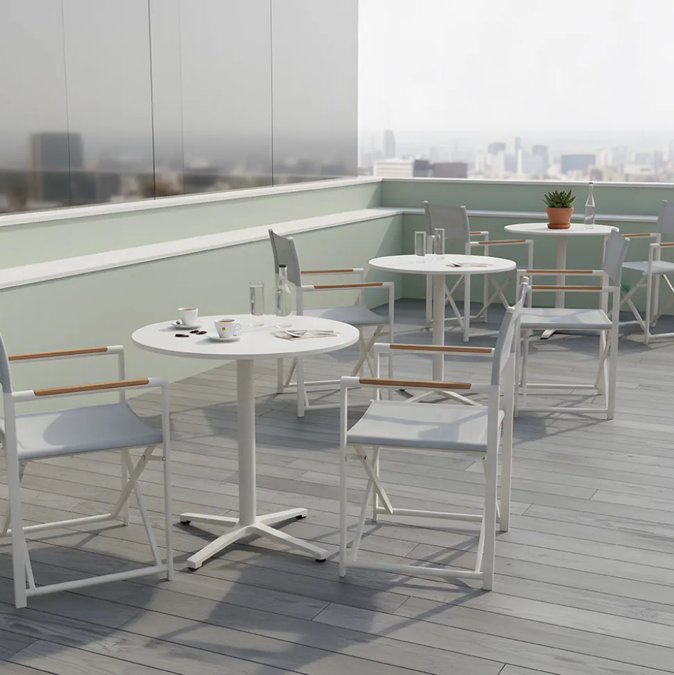 Tavolo da Esterno Rotondo Diametro 75 cm in Alluminio Beige - Brisea