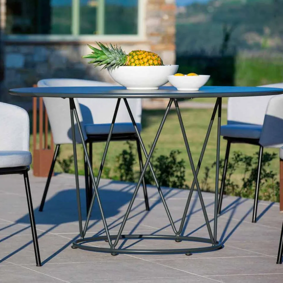 Tavolo da Esterno Rotondo Moderno in Metallo Verniciato Made in Italy - Ibra