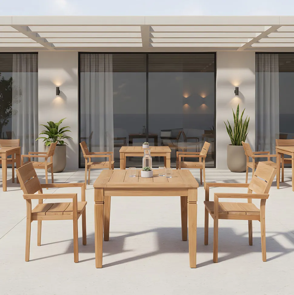 Tavolo da Giardino con Struttura in Teak Naturale Spazzolato - Artes