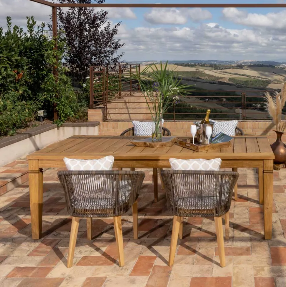 Tavolo da Giardino con Struttura in Teak Naturale Spazzolato - Artes