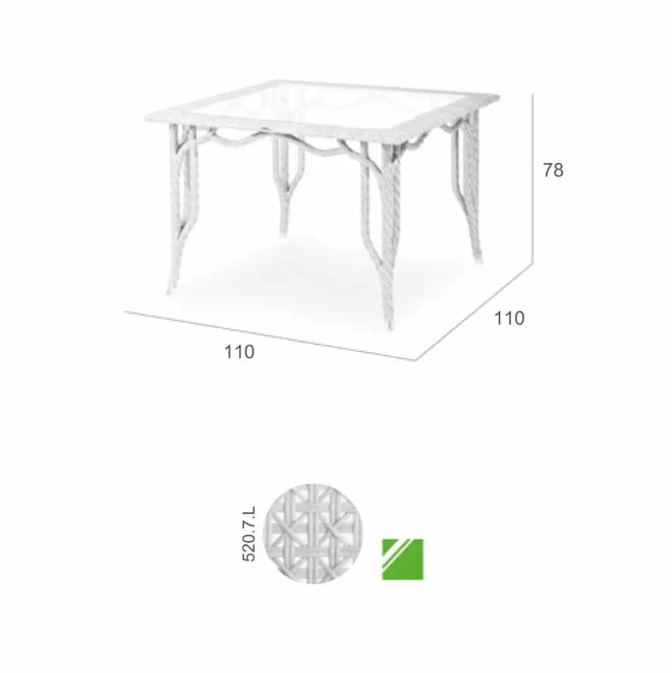 Tavolo da giardino di design piano in vetro Romeo realizzato a mano