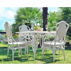 Tavolo da giardino di design piano in vetro Romeo realizzato a mano