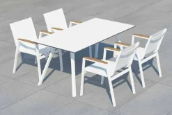 Tavolo da Giardino in Alluminio Bianco e HPL Laminato Design Moderno - Oceania2