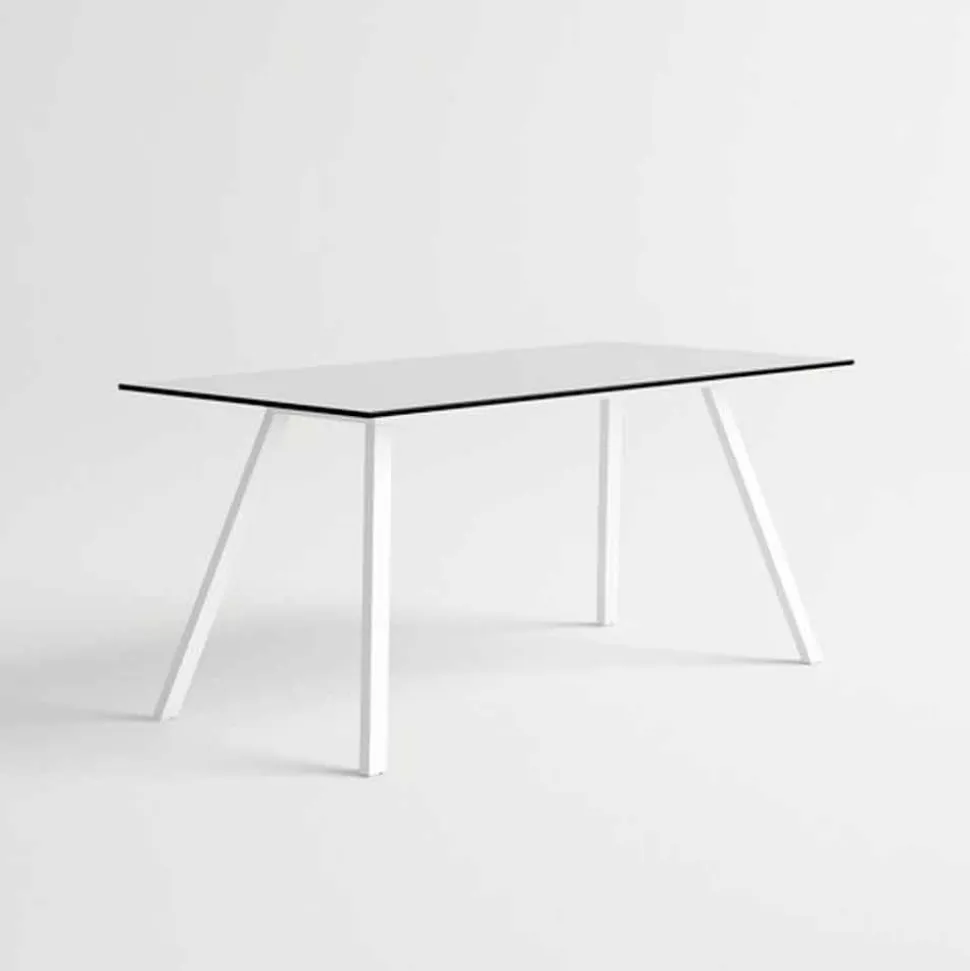 Tavolo da Giardino in Alluminio Bianco e HPL Laminato Design Moderno - Oceania2