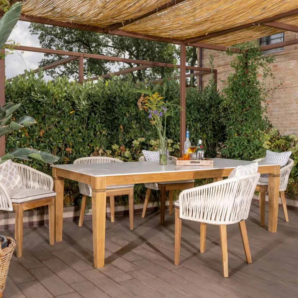 Tavolo da Giardino in Teak Naturale e Piano in Ceramica - Artes