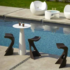 Tavolo da giardino rotondo in polietilene e hpl Slide Hoplà(H110)