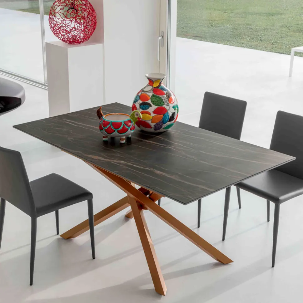 Tavolo da Pranzo Allungabile con Struttura in Metallo Made in Italy - Elastico