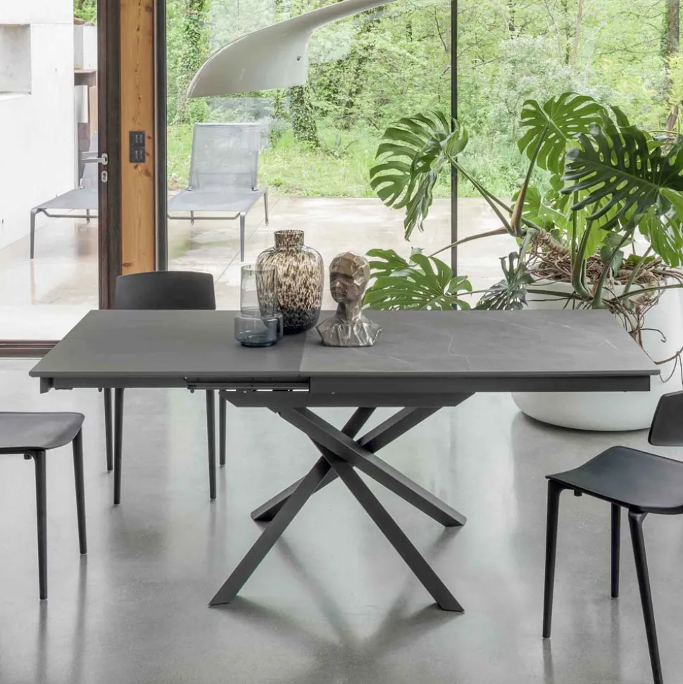 Tavolo da Pranzo Allungabile con Struttura in Metallo Made in Italy - Elastico