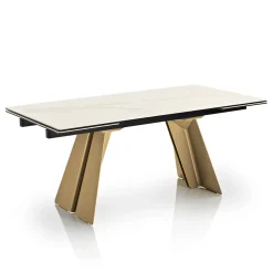 Tavolo da Pranzo Allungabile in Metallo e Vetroceramica Made in Italy - Circe
