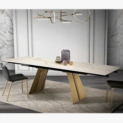 Tavolo da Pranzo Allungabile in Metallo e Vetroceramica Made in Italy - Circe