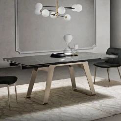 Tavolo da Pranzo Allungabile in Vetroceramica e Metallo Made in Italy - Ania