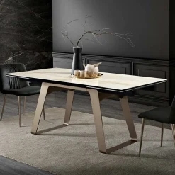 Tavolo da Pranzo Allungabile in Vetroceramica e Metallo Made in Italy - Ania