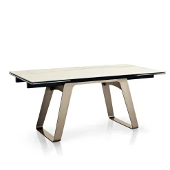 Tavolo da Pranzo Allungabile in Vetroceramica e Metallo Made in Italy - Ania