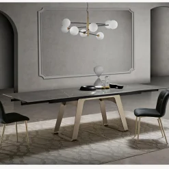 Tavolo da Pranzo Allungabile in Vetroceramica e Metallo Made in Italy - Ania