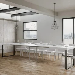 Tavolo da Pranzo Allungabile in Legno Nobilitato e Ferro Made in Italy - Badesi