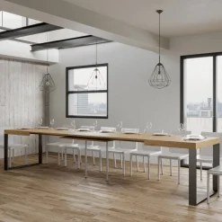 Tavolo da Pranzo Allungabile in Legno Nobilitato e Ferro Made in Italy - Badesi