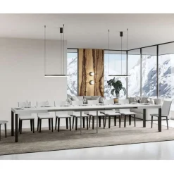 Tavolo da Pranzo Allungabile Fino a 440 cm in Legno e Ferro Made in Italy - Foxy
