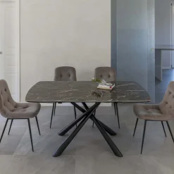 Tavolo da Pranzo Allungabile a 230 cm in Vetroceramica e Metallo - Kinari