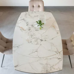 Tavolo da Pranzo Allungabile in Ceramica e Base Metallo - Indira