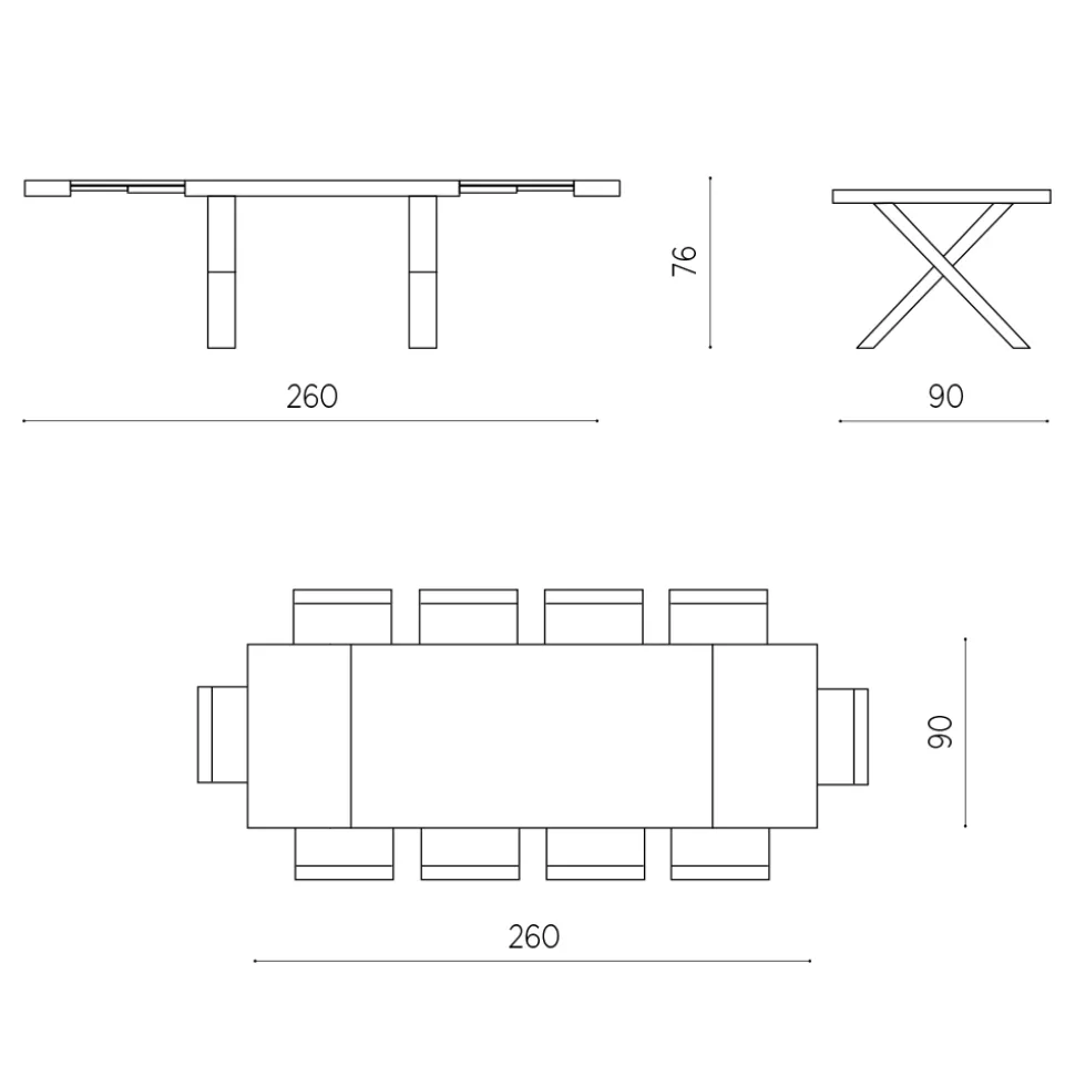 Tavolo da Pranzo Allungabile a 260 cm Effetto Cemento Moderno - Lenova