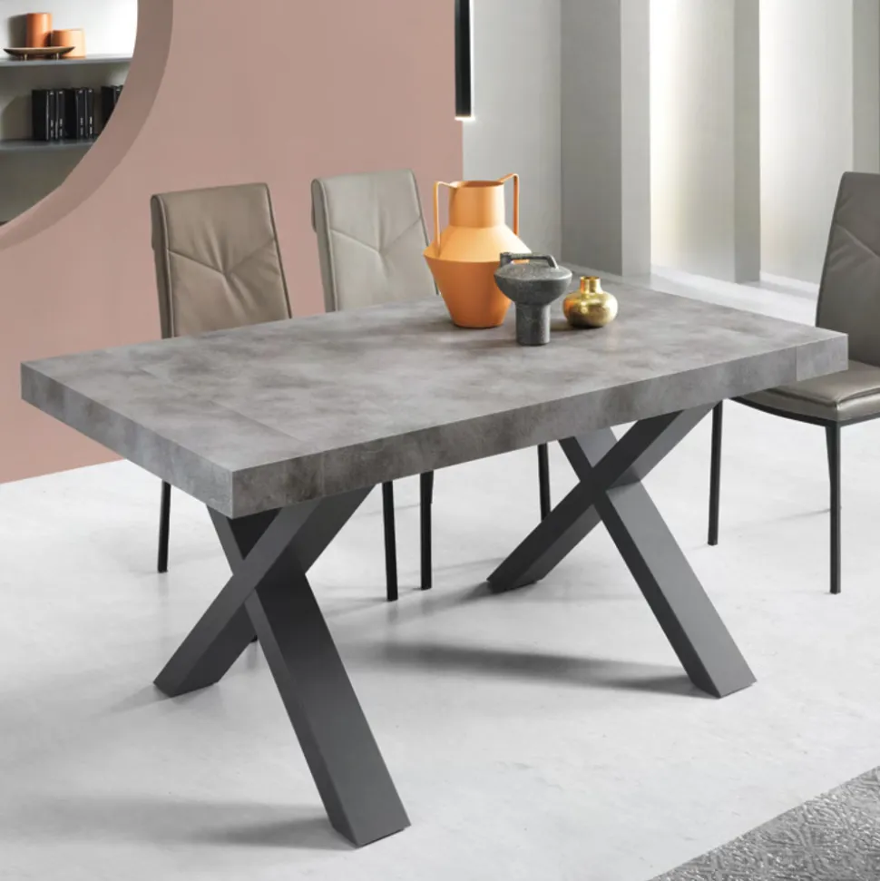 Tavolo da Pranzo Allungabile a 260 cm Effetto Cemento Moderno - Lenova