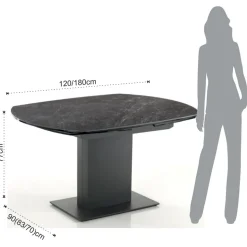 Tavolo da Pranzo Allungabile Fino a 180 cm in Ceramica e Acciaio - Catone
