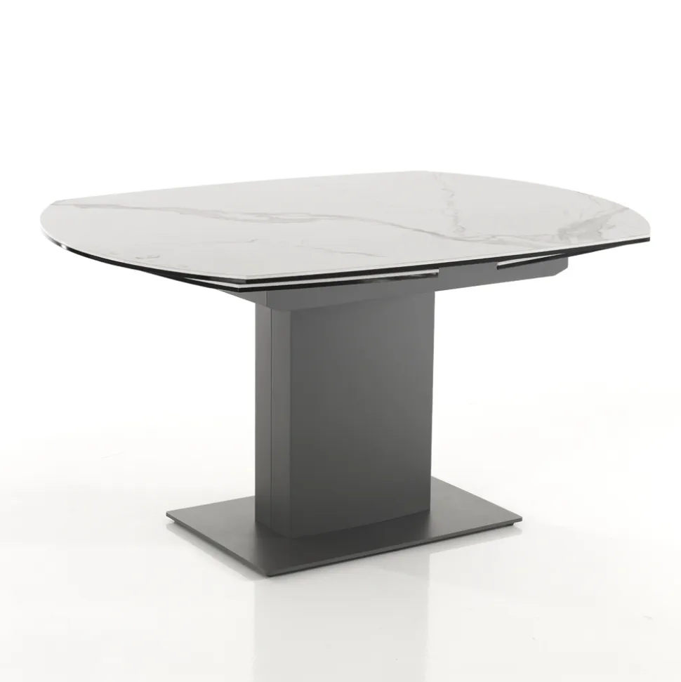 Tavolo da Pranzo Allungabile Fino a 180 cm in Ceramica e Acciaio - Catone