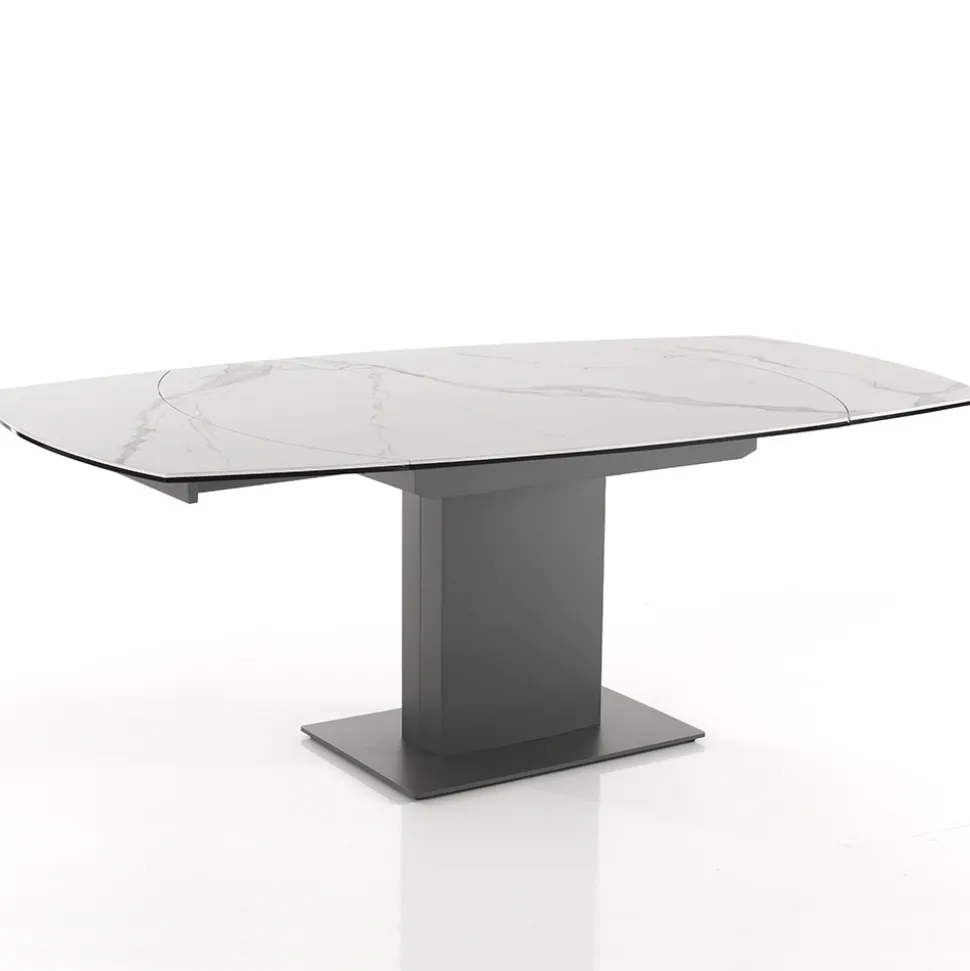 Tavolo da Pranzo Allungabile Fino a 180 cm in Ceramica e Acciaio - Catone