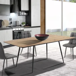 Tavolo da Pranzo Allungabile Fino a 160 cm in Mdf e Metallo Nero - Crumiro