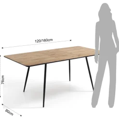 Tavolo da Pranzo Allungabile Fino a 160 cm in Mdf e Metallo Nero - Crumiro