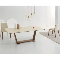 Tavolo da Pranzo Allungabile a 3 m in Ceramica e Gambe in Legno - Cesteo