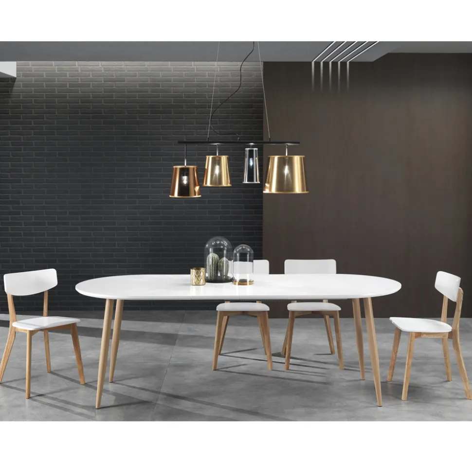 Tavolo da Pranzo Allungabile Fino a 220 cm in Mdf Bianco Opaco - Toledo